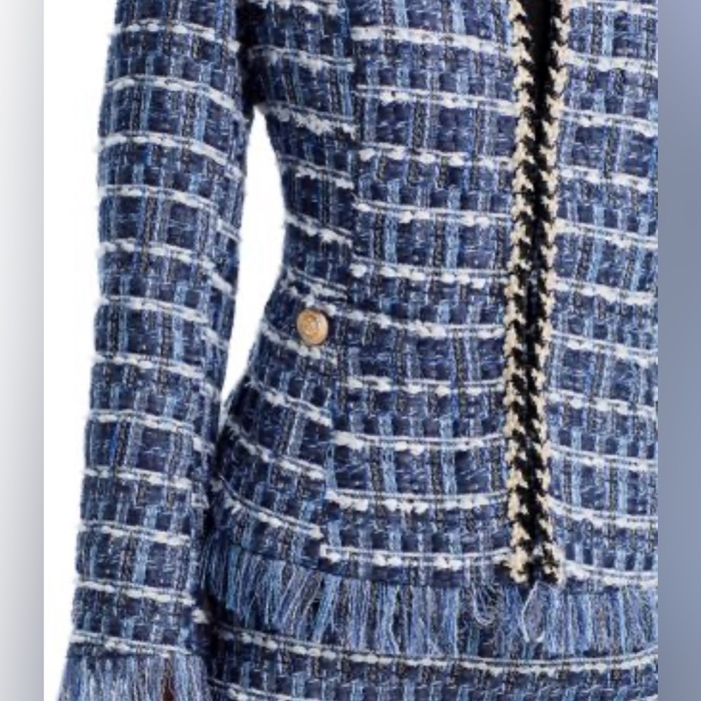 Aqua Blue and White Tweed Mini Skirt